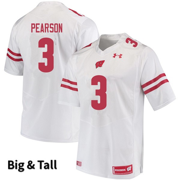 Wisconsin Badgers Men's #3 Reggie Pearson NCAA Under Armour Authentic White Big & Tall College Stitched Football Jersey JG40Q01OM